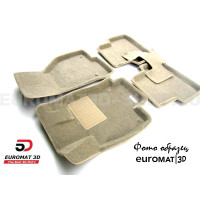 Текстильные 3D коврики Euromat3D Business в салон для Porsche Panamera (2012-2016) № EMC3D-004104T Бежевые