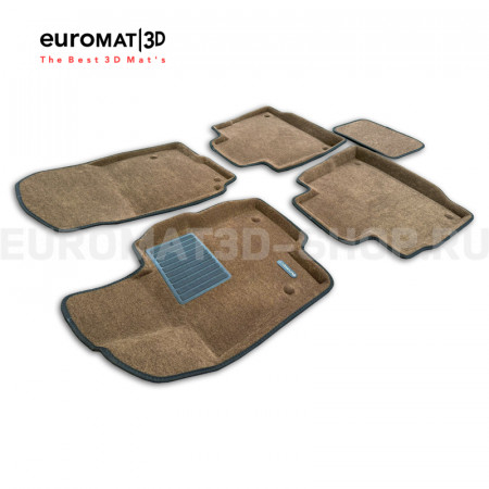 Текстильные 3D коврики Euromat3D Business в салон для Mercedes GLE-Class (W167) (2019-) № EMC3D-003509R Коричневые